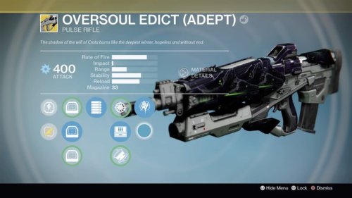 Oversoul Edict (Adept)Pulse RifleMore information on this gun