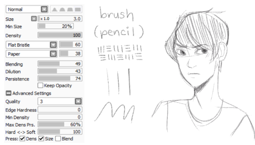 spacejammies:Anonymous said: Hey what are your brush settings? For lineart and colouring if you don’