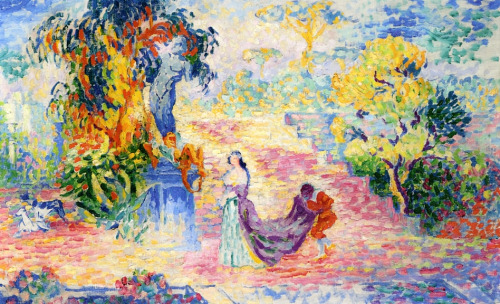 artist-cross: Woman in the Park, 1909, Henri-Edmond CrossMedium: oil,canvas