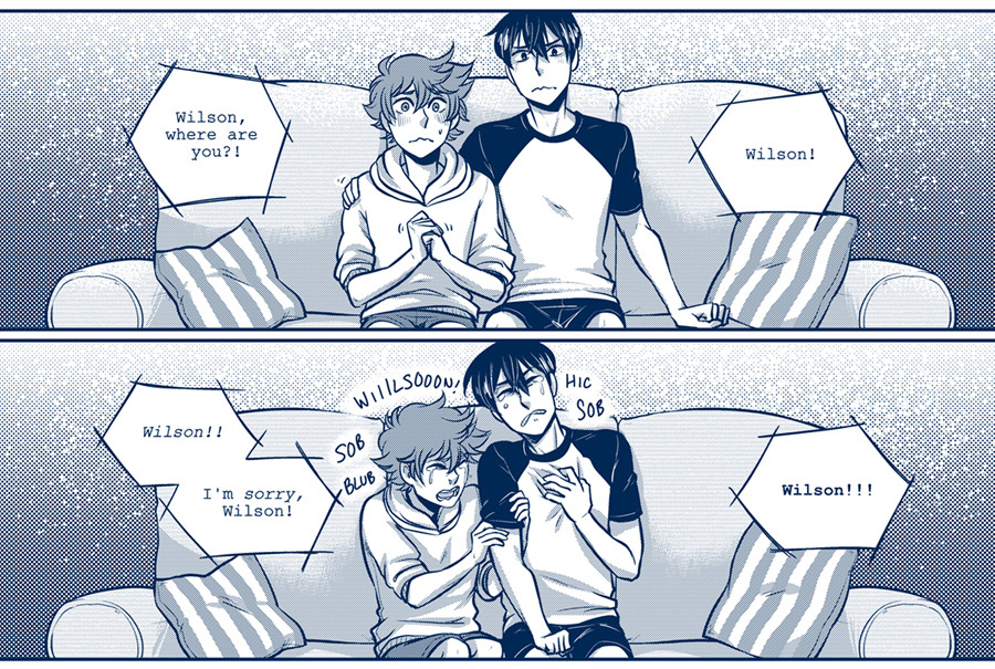 misslucid:  luckyjuicepress:  This is the extra from our kagehina doujinshi, Lost