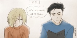 nikkiyan:  Christmas kiss by Yuri Plisetsky  Bonus: Phichit took a picture! 