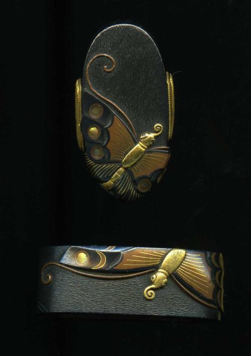 Fuchi-kashira, 19th century, Japan. Fuchi and kashira are ornamental fittings which were attached to