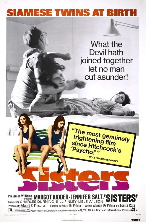 Sisters (1972)R-1h 33mGenres: Horror, Mystery, ThrillerA fledgling Staten Island journalist witnesse