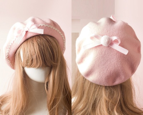 ari-kanon: Lolita Doll Bow Autumn Plaid Beret Hat