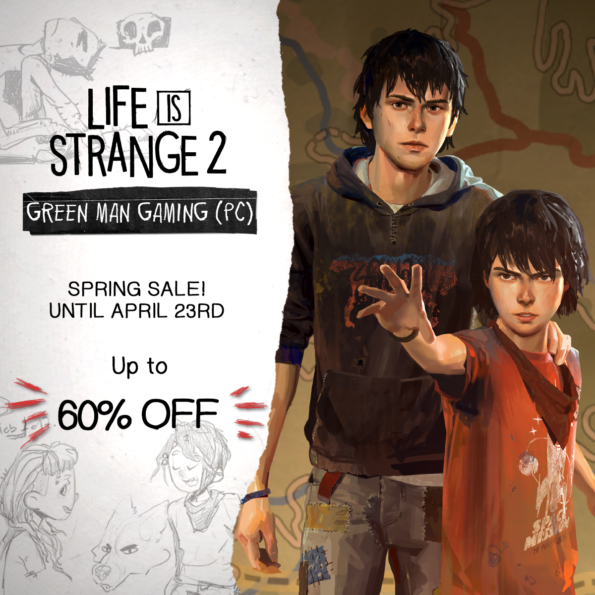 The Complete Season of #LifeIsStrange2 is currently on sale on Green Man Gaming as part of their Spring Sale until April 23rd!
Find the offer here: https://sqex.link/GMG