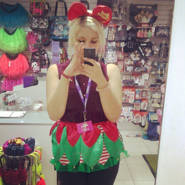 #me dressed for work at #claires #accessories it&rsquo;s #christmas #elf #red