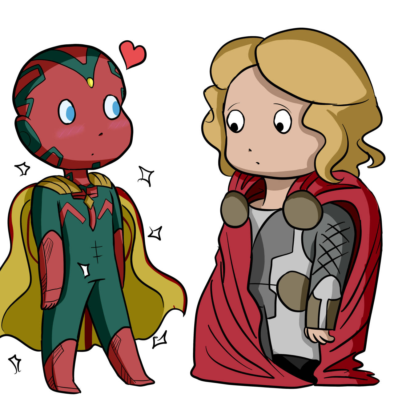 thosedarnrobots:  so basically vision is a duckling who imprinted on thor