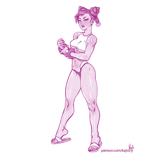 I wanted to do some Summer fitness tanned Chun-Li because reasons #cutiesaturday #fitnessgirl #chunl