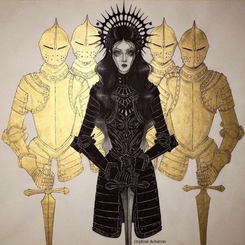 NOCTIS -the Night among the warrior armors of light- XIV.XI.MMXVII.pencil, ink and gold.