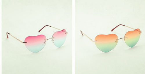 tbdressfashion:  COLORFUL HEART SUNGLASSES 
