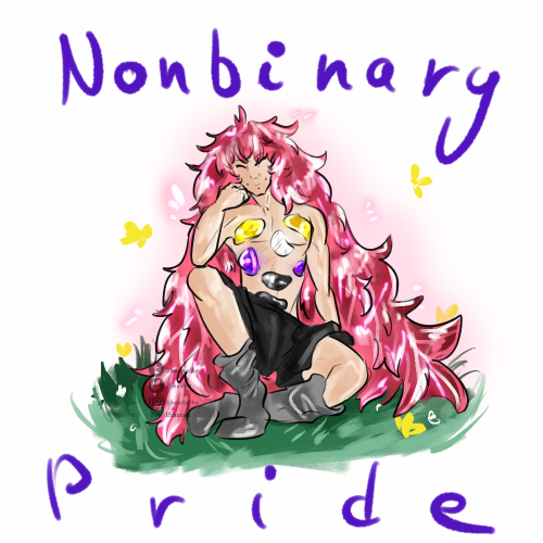 Padparadscha - Nonbinary PrideLast year I drew Phos for nb pride, now it&rsquo;s time for padpa!!! b