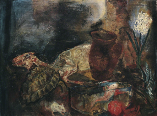 herzogtum-sachsen-weissenfels:Oskar Kokoschka (Austrian, 1886-1980), Stillleben mit Hammel und Hyazi