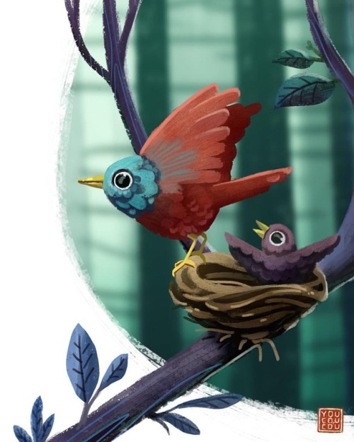 Let the bird fly. Follow @youcoucou_paint  Illustration réalisée pour le livre jeunesse “Augus