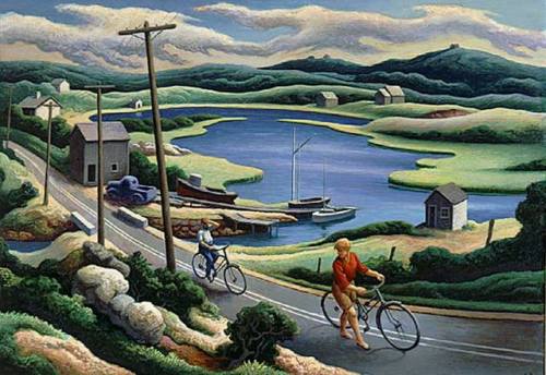 fravery:Thomas Hart Benton (1889-1975) American painter and muralist—–Bicyclers