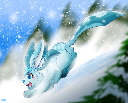 snow leopard glaceon having fun, her name is anya :D <3