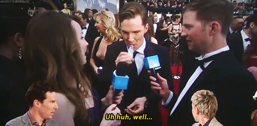 Benedict Cumberbatch on The Ellen DeGeneres Show: Being tipsy at the 2014 Oscar Awards [x]