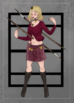 automaticmollusk: So I wanted to do a silent hill tarot project but I got very confused about card meanings and it got very complicated choosing characters and so I had to quit. Hoooowever, I did finished the Maria 2 of swords card so I thought I would