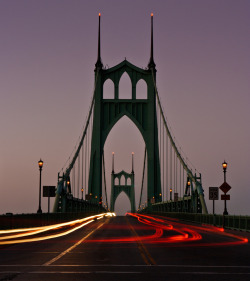 Cjwho:  St Johns Bridge Iii By Cameron Booth  The St. Johns Bridge Is A Steel Suspension