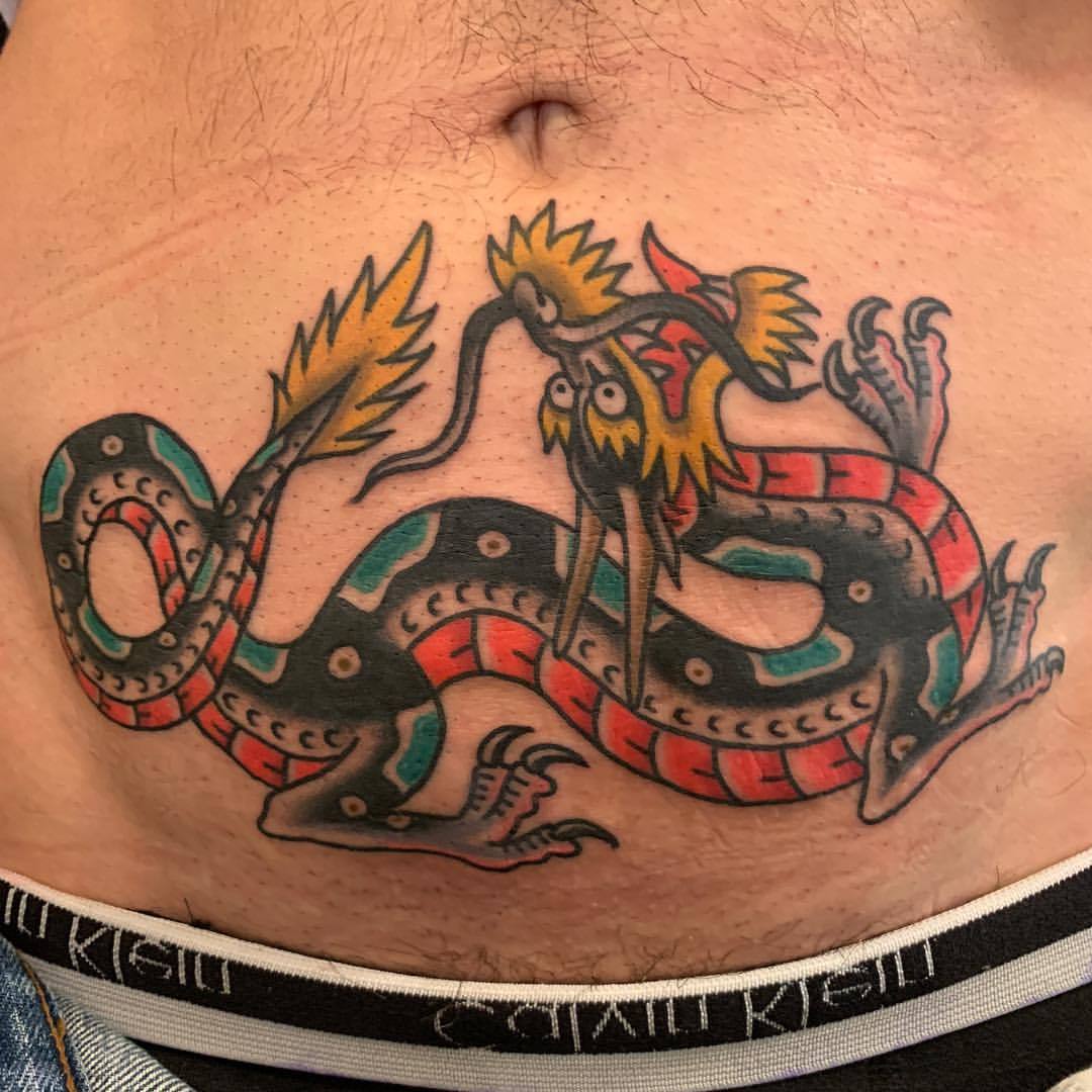 Stomach Dragon tattoo women  Daryas work