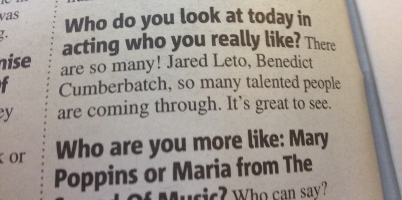 londonphile:  sherlockingmyhouse:  Interview with Julie Andrews in the Metro lists