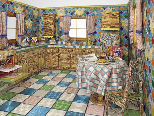 Kitchen    -    Liza Lou ,1991-96American,b. 1969- Beads, plaster, wood, and found objects, 132 x 16