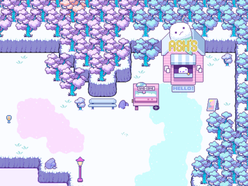 omocat:  ash’s sno-cone stand at the frozen lake. he’s an entrepreneur. (2019)