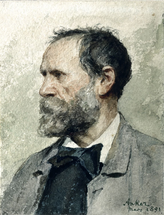 Self-portrait in profile, left, 1891, Albert Anker