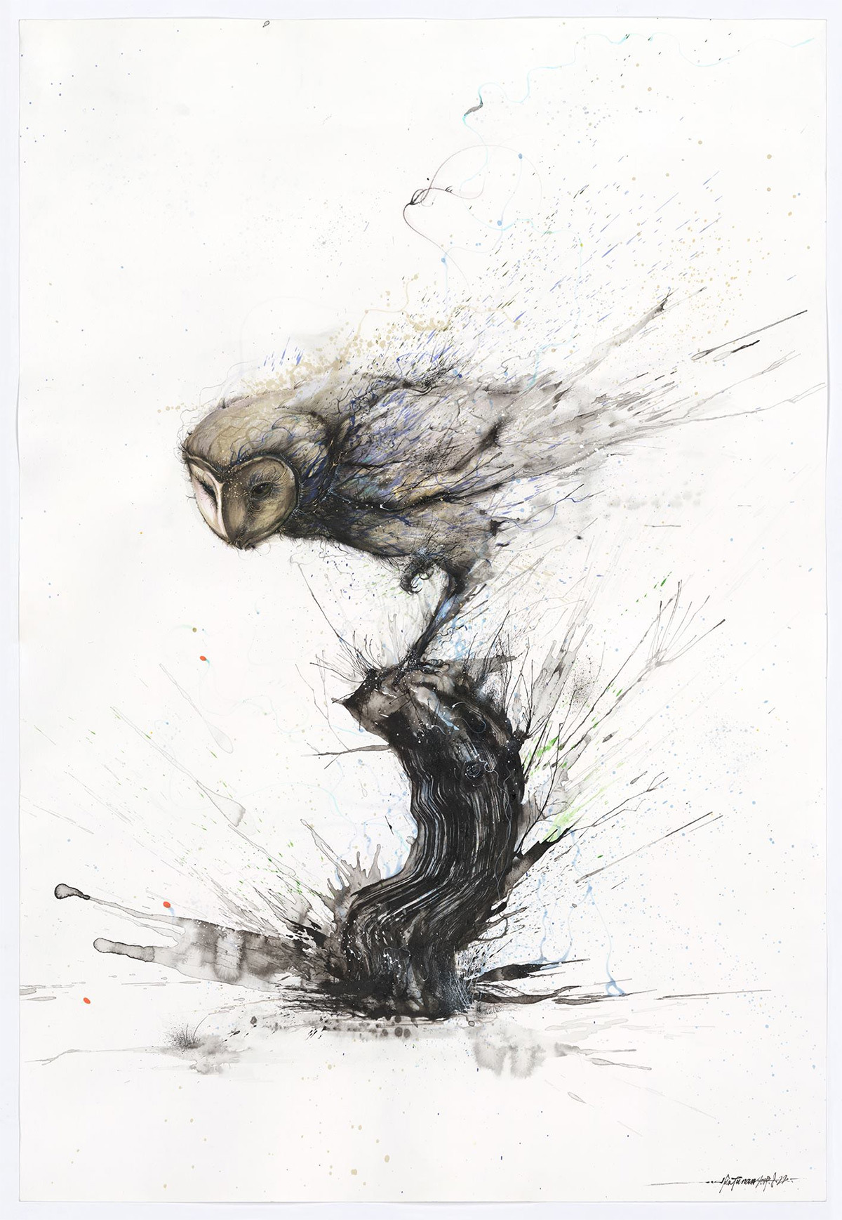 itscolossal:  Explosive Splattered Ink Animal Paintings by Hua Tunan