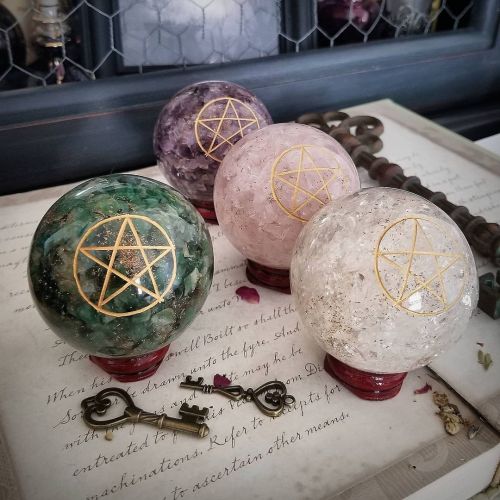 Pentacle Orgonite Spheres! Only one of each available! ‍♀️ Wildwitchcrystals.com . . . #witch #wicca