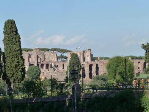 Ruins of Palatine imperial palace seen from Aventine Hill.