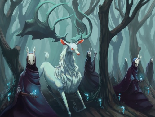  #Ghostly procession#dystopia#ghosts #artists on tumblr #spirits#Masks#deer#art#Kiranight