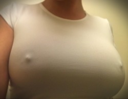 lalimey:  secretsexcloset:Tight and white, the best shirt. mmmmm, just needs to leak a little milk for us…