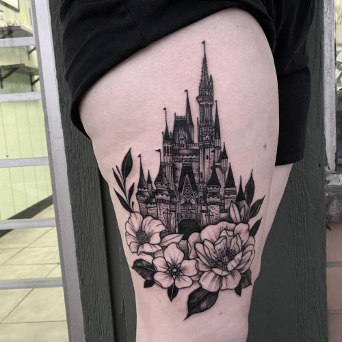 Krissy Diane blackw;castle;disney;flower;thigh