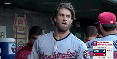 gfbaseball:Bryce Harper has hit two two-run home runs in two at-bats - July 2, 2017