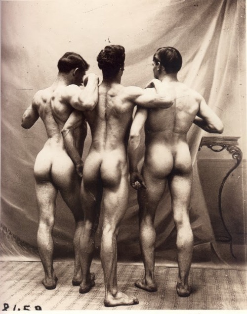 antique-erotic:  ggwookie:  Muscular trio, photographed around 1900. Source: antique-erotic,