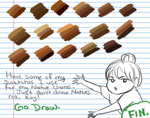 omeradyn:justintimberflakes:iidrils:How I draw skin Part 2: DON”T DRAW NATIVE PEOPLE WITH RED SKIN!!