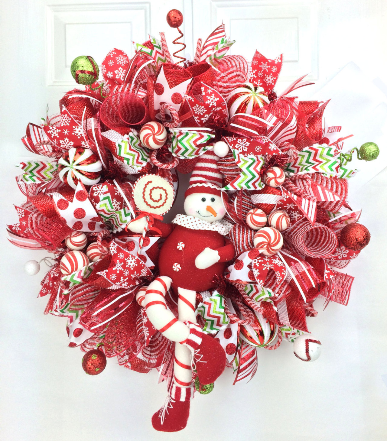 candy wreath Christmas wreath decomesh wreath front door wreath red/white wreath peppermint wreath
