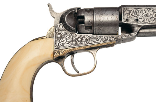 Rare engraved Colt Model 1862 pocket revolver with ivory grips.Estimated Value: $4,500 - $7,000