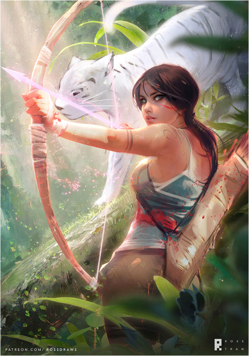 rossdraws:Here’s the final piece painted for the Tomb Raider video! Milo and I went on an epic dunge