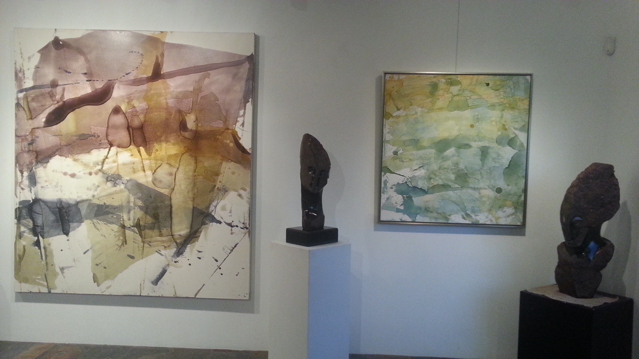 Painting:  Slipstream Venture - Framed 42 x 40
Sculpture: The Promised One (to right)
Princess (in middle)