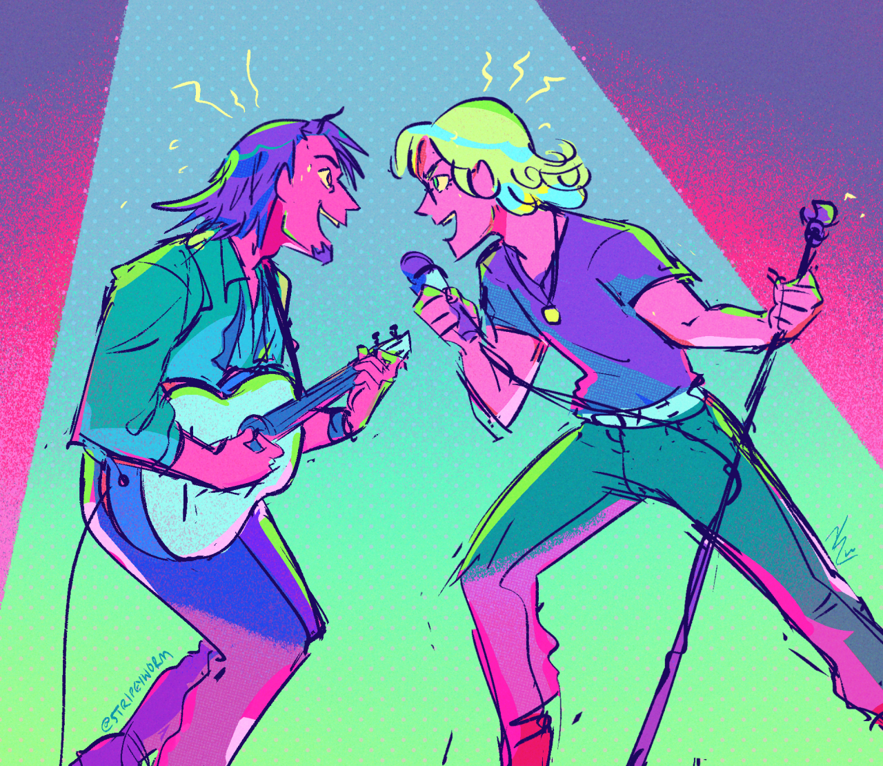 Some Tiger & Bunny band AU drawings! I still can’t believe it’s canon that they do form a band in one of the shorts 