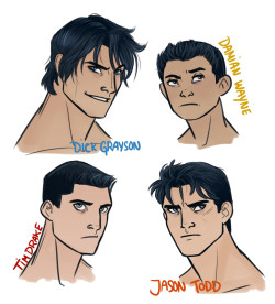murrmernator:  Batboyyyyyzzzz Lookin’ sleep-deprived. —- I dunno, I was trying to figure out what I think each of them might look like and also trying to practice avoiding sameface and I dunno how successful I was in either regard but here you go