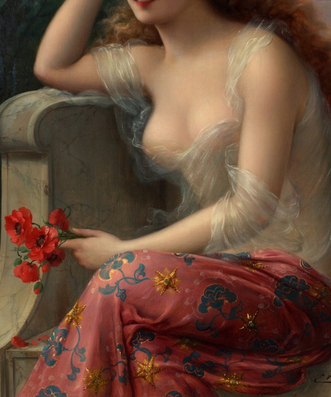 paintings-daily:Emile Vernon ‘Girl with a poppy’