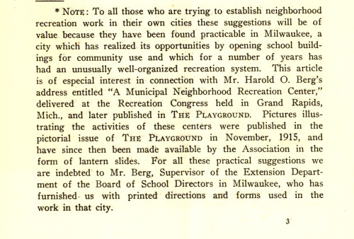 In 1918, Harold O. Berg, supervisor of the Milwaukee School Board Extension Department, published th