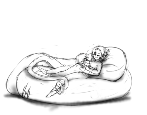 emsartwork:  ive been feeling uncharacteristically sappy so have some self indulgent snuddles(snake cuddles)