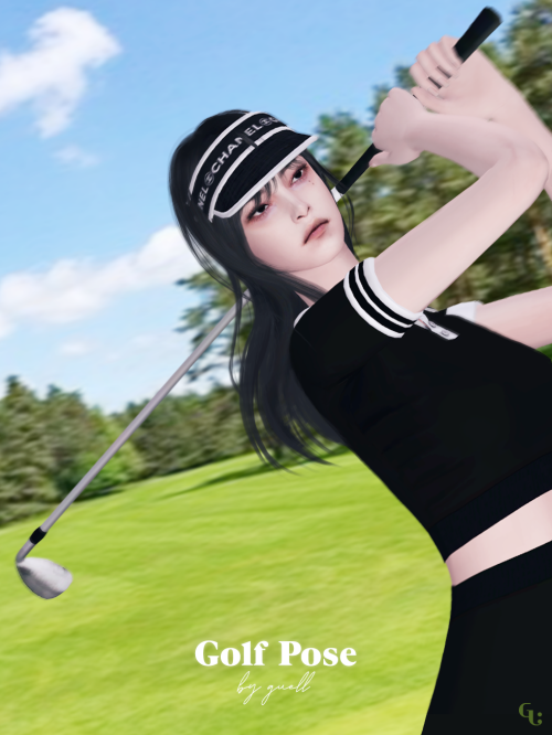 [Golf Pose]8 solo posesDownload*You need a golf club(ver.2) made by  @sims4-sin-a ▶ Download