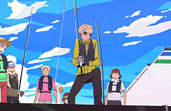 haiyse:  Tsuritama boys messing around fishing on a boat (◡‿◡✿) 