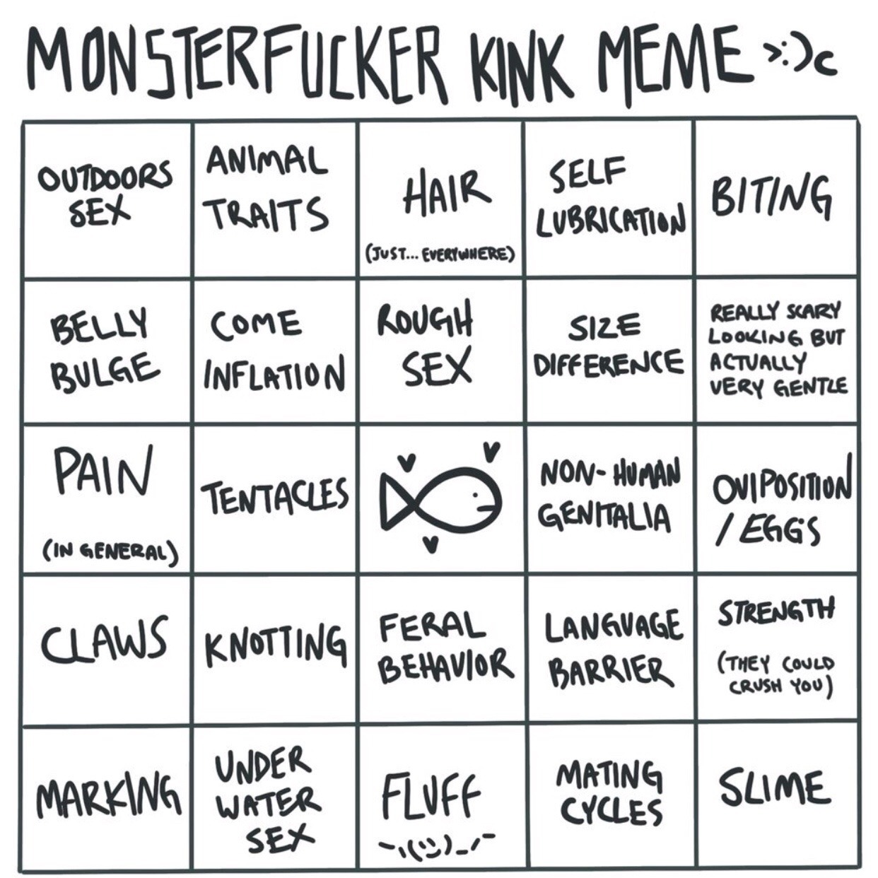 #monster Fucker Bingo On Tumblr