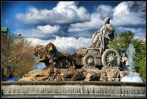 The Fountain of Cybele designed by Ventura Rodriguez between 1777 and 1782. Statue of Cybele  and he