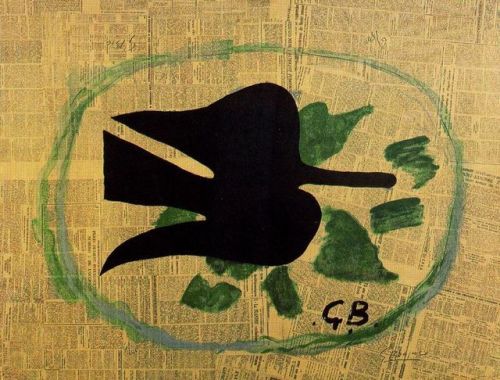 expressionism-art:  Bird in the Foliage, 1961, Georges Braque Medium: collage,lithography,paper